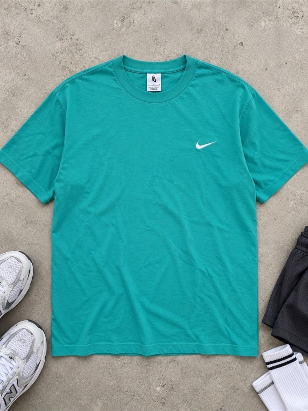 Nike Teal Short Sleeve Crew with White Swoosh